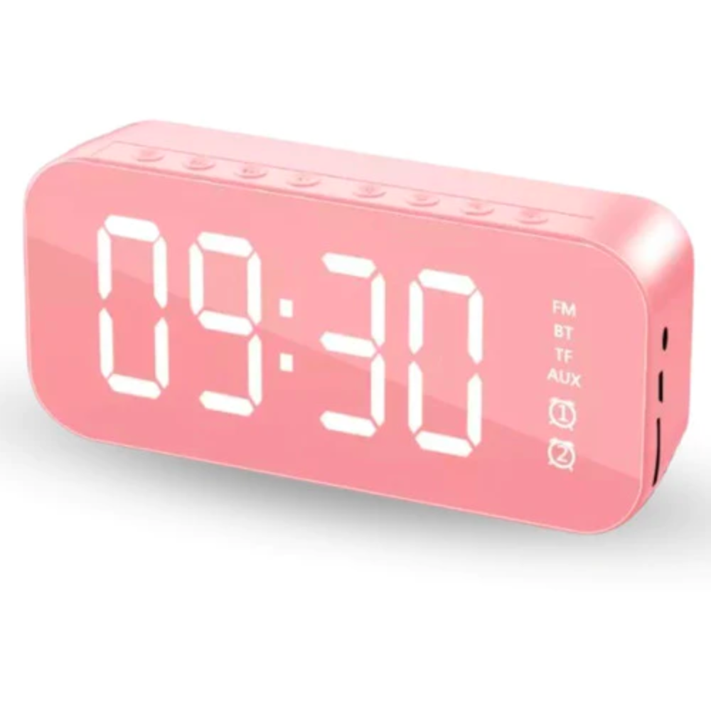 Reloj Despertador Con Espejo LED Radio FM De Bluetooth Música
