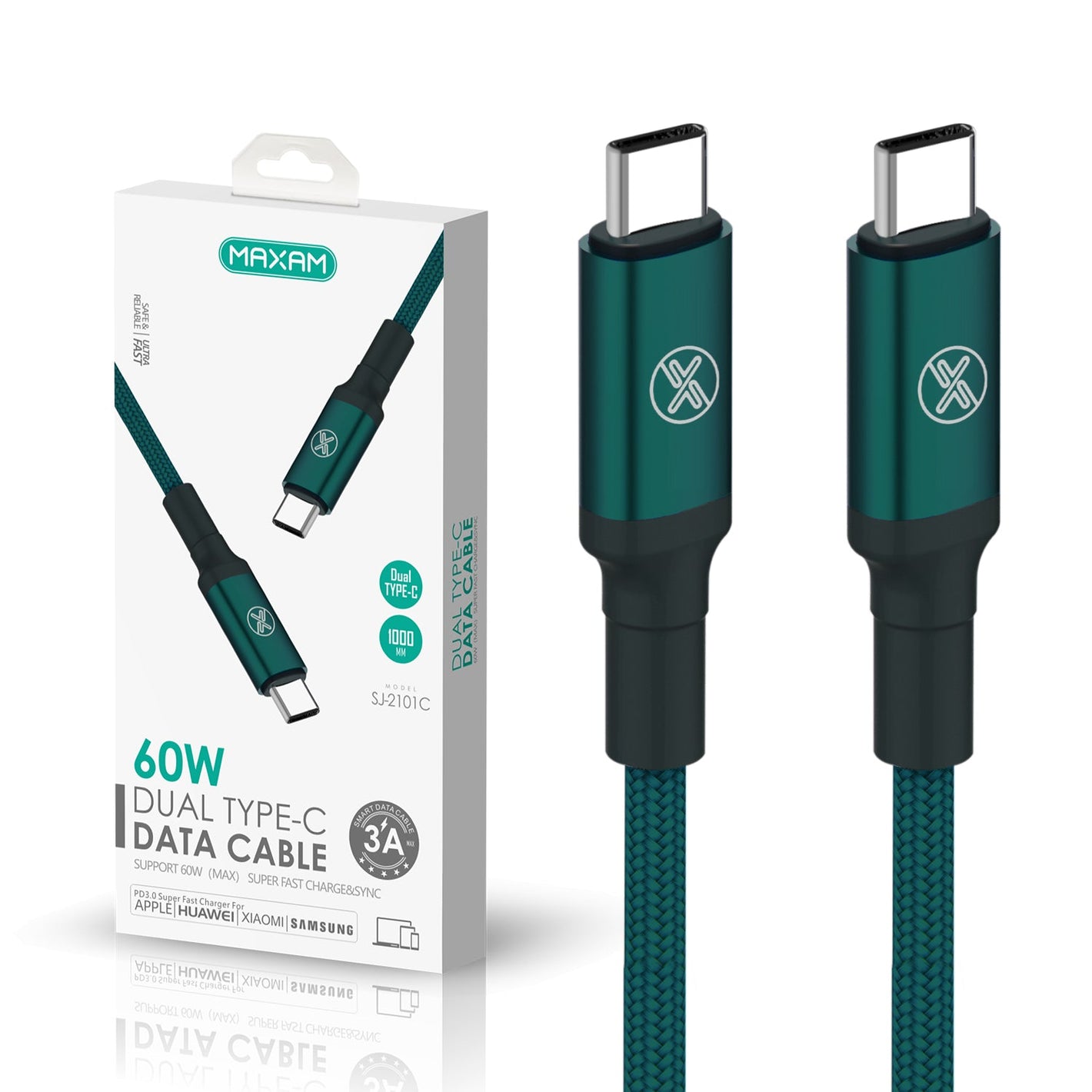 Cable de datos MAXAM USB-C a USB-C 60W 1M SJ-2101C