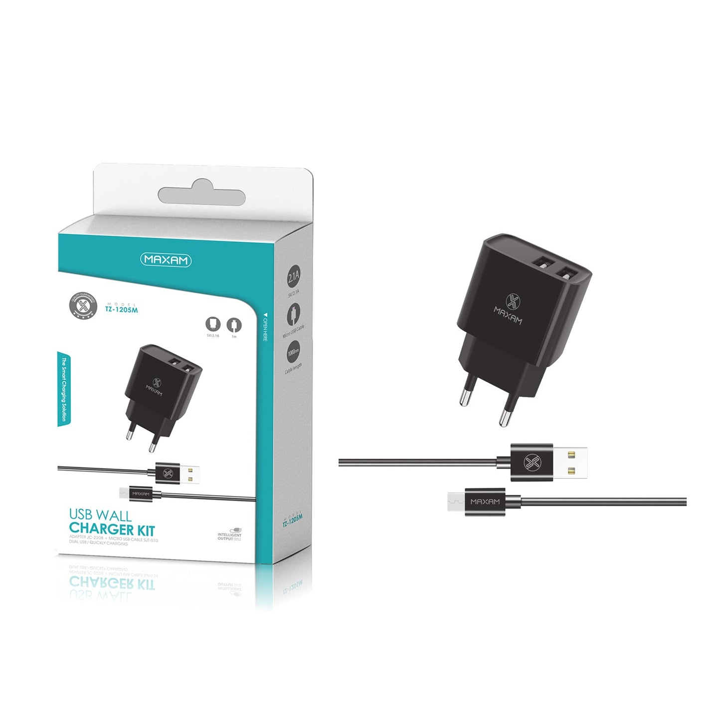 Cargador Maxam Micro USB - TZ-1205M 2USB/2.1A/1M