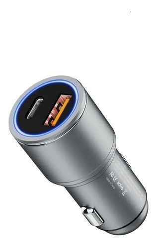 Cargador Auto Usb C + Usb 3.0 12v-24v Carga Rápida Aluminio