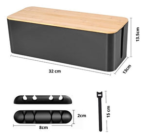 Caja Organizadora Cables Escritorio + Velcros + Sujetador M