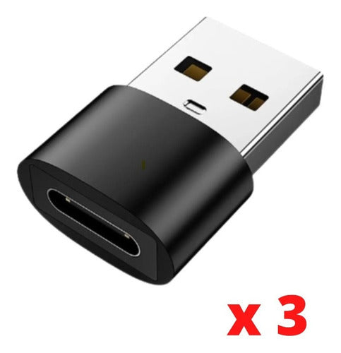 Pack de 3 adaptadores USB-C hembra a USB-A macho
