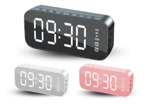 Radio Reloj Despertador Digital Parlante Bluetooth Y Espejo