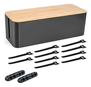 Caja Organizadora Cables Escritorio + Velcros + Sujetador M
