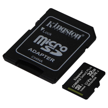 Tarjeta de Memoria Kingston 32GB microSDHC Canvas Select Plus 100MB/s Read A1 Class 10 UHS-I Memory Card + Adapter SDCS2/32GB