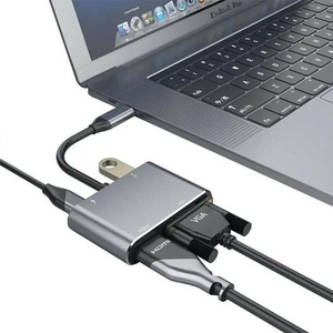 Hub Adaptador USB-C 4 En 1: Vga+hdmi+usb 3.0+usb-c Pd 4k Hd