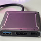 Adaptador 3x1 USB-C a Displayport 4k y 8k, USB-A y USB-C