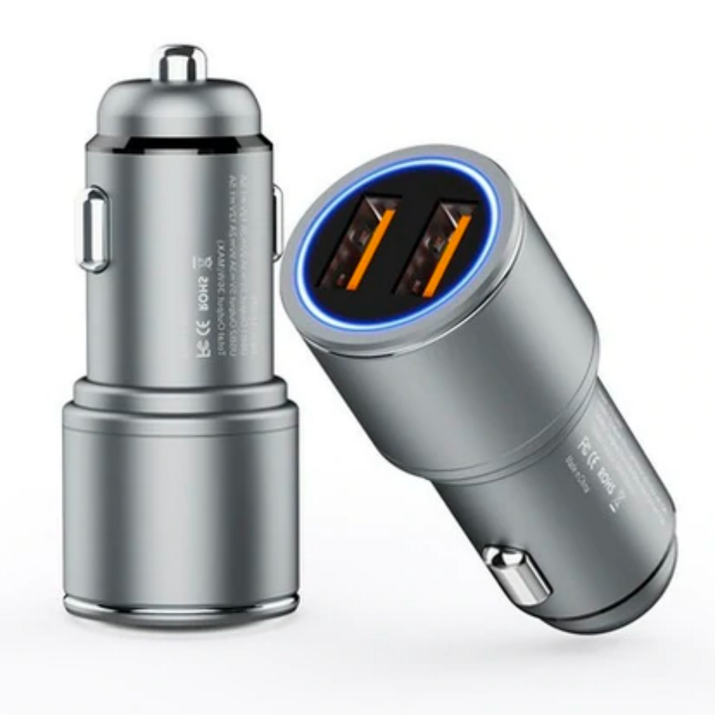 Cargador Auto Doble Usb 12v-24v Carga Rápida 3.0 Aluminio